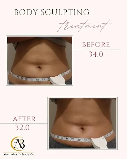 Before and after measurements from a body contouring session at Aesthetics and Body Co.