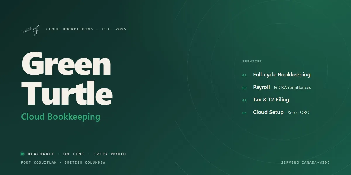 Green Turtle Cloud Bookkeeping Business Card
